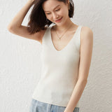 Women's Cashmere Tank Top V Necked Collar Sleeveless Casual Cashmere Tops