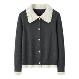Womens Doll Colllar Cashmere Cardigans Button Down Cashmere Sweater Cashmere Coat