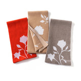 Womens Floral Knitted Cashmere Scarf with Bloom Motif Winter Cashmere Wrap
