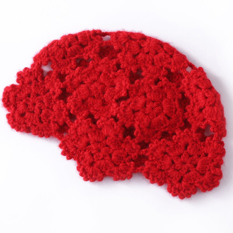 Womens Hand - Knit Cashmere Beanie Cluster Crochet Cashmere Stitch Cap