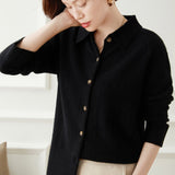 Womens Button - Up Cashmere Cardigan Point Collar Lapel Cashmere Coat