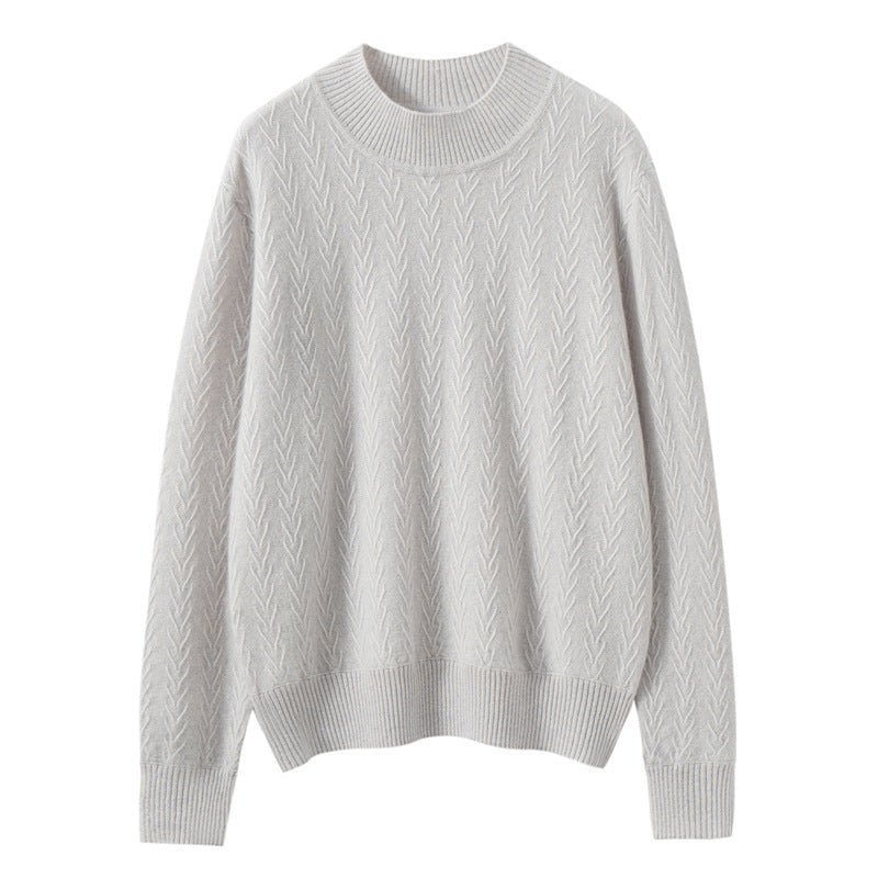 Womens Long Sleeve Pure Cashmere Sweater Crew Neck Cashmere Knit Pullover White XS