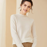 Womens Long Sleeves Cashmere Mock Neck Cashmere Sweater