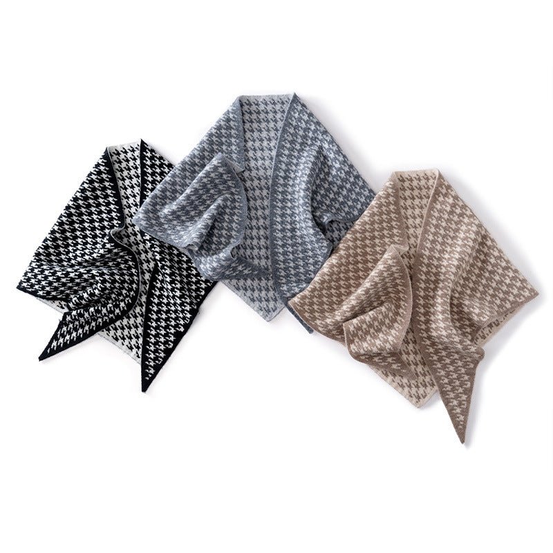 Womens Luxury Houndstooth Cashmere Scarf Heritage - Inspired Cashmere Shawl