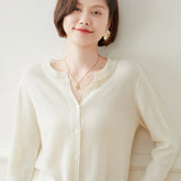 Womens Cashmere Cardigan Crew Neck Long Sleeve Cashmere Coat