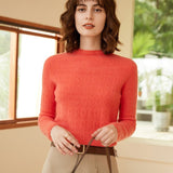 Womens Mock Neck Cashmere Sweater Cut - out 100% Cashmere Pullover
