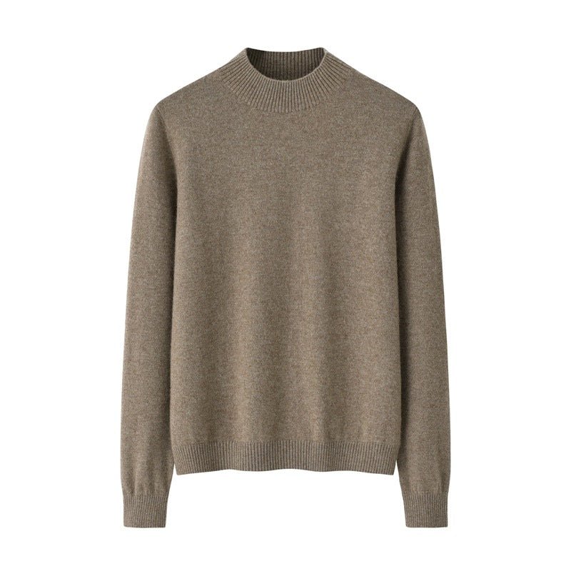 Womens Mock Neck Cashmere Sweater Long Sleeve Cashmere Knit Pullover Taupe XS