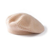 Womens Ribbed Cashmere Beret Cashmere Slouchy Hat Cashmere Painter Hat Beige M