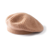 Womens Ribbed Cashmere Beret Cashmere Slouchy Hat Cashmere Painter Hat Camel M