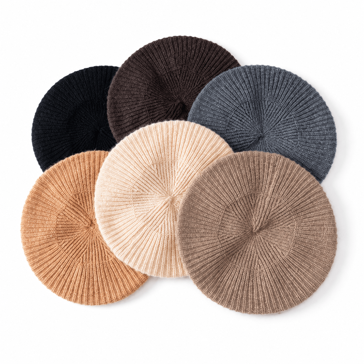 Womens Ribbed Cashmere Beret Cashmere Slouchy Hat Cashmere Painter Hat Black M