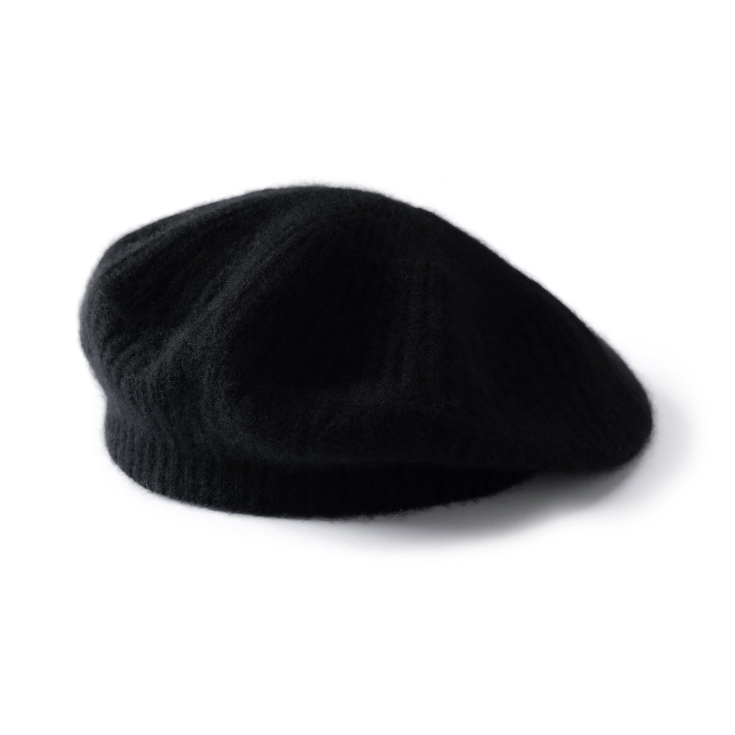 Womens Ribbed Cashmere Beret Cashmere Slouchy Hat Cashmere Painter Hat Black M