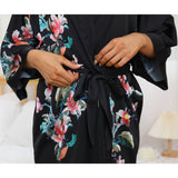 Women's Short Floral Silk Kimono Robes 100% Silk Bathrobe