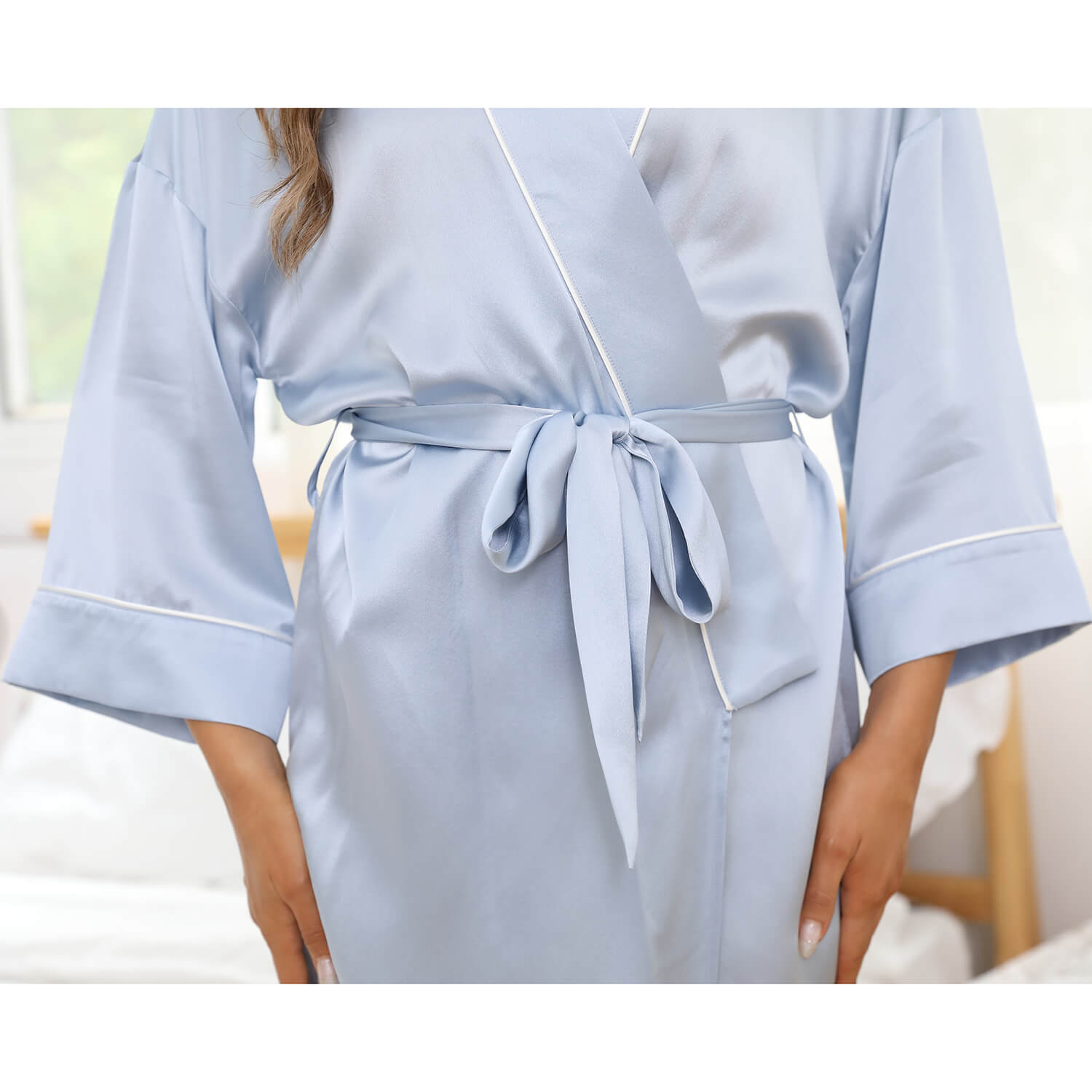 Womens Silk Bathrobe 100% Mulberry Short Pure Silk Robe