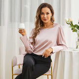 Women's Silk Blouse Work Round Neck Dressy Silk Shirts