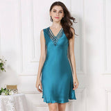 Womens Silk Nightgown 100% Sleeveless V Neck Silk Slip Dress