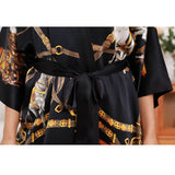 Womens Silk Robe Hand Painted Horse Print Silk Kimono Robes Black One size fits most