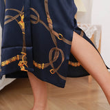Womens Silk Robe Hand Painted Horse Print Silk Kimono Robes Black One size fits most