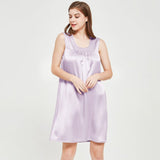 Women's Sleeveless Silk Nightdress Round Neck Silk Nightwear
