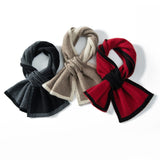 Womens Small Crossed Cashmere Scarf Double Layer Trimming Cashmere Neckerchief