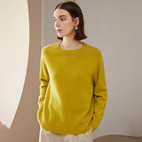 Womens Crewneck Knitted Cashmere Sweater Long Sleeve Pullover