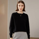 Womens Crewneck Knitted Cashmere Sweater Long Sleeve Pullover