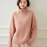 Womens Turtleneck Cashmere Sweater Ribbed Pullover Warm Cashmere Tops