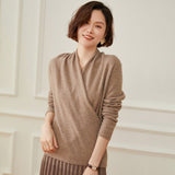Womens V Neck Crossover Cashmere Pullover Wrap Cashmere Sweater