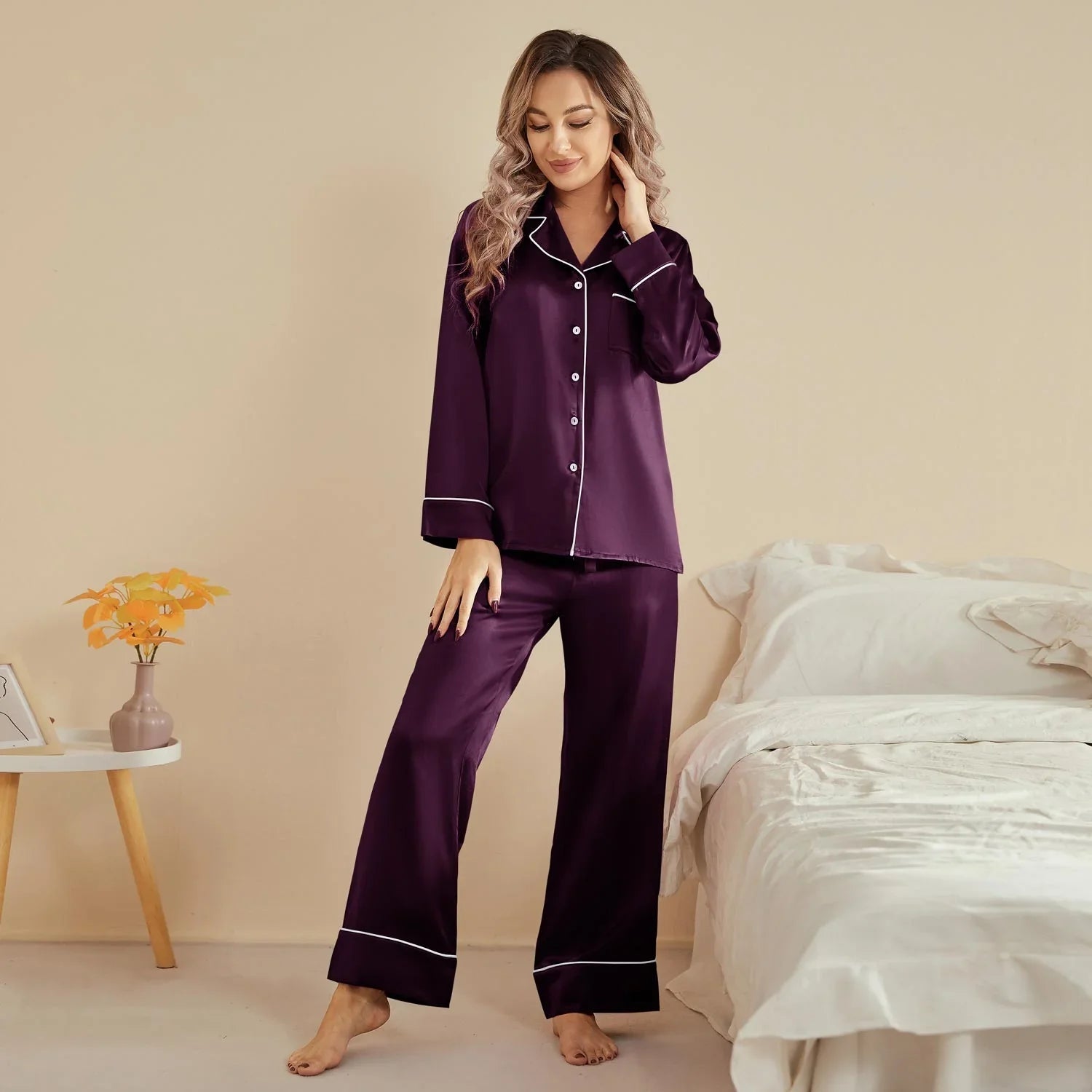 Purple Silk Pajamas