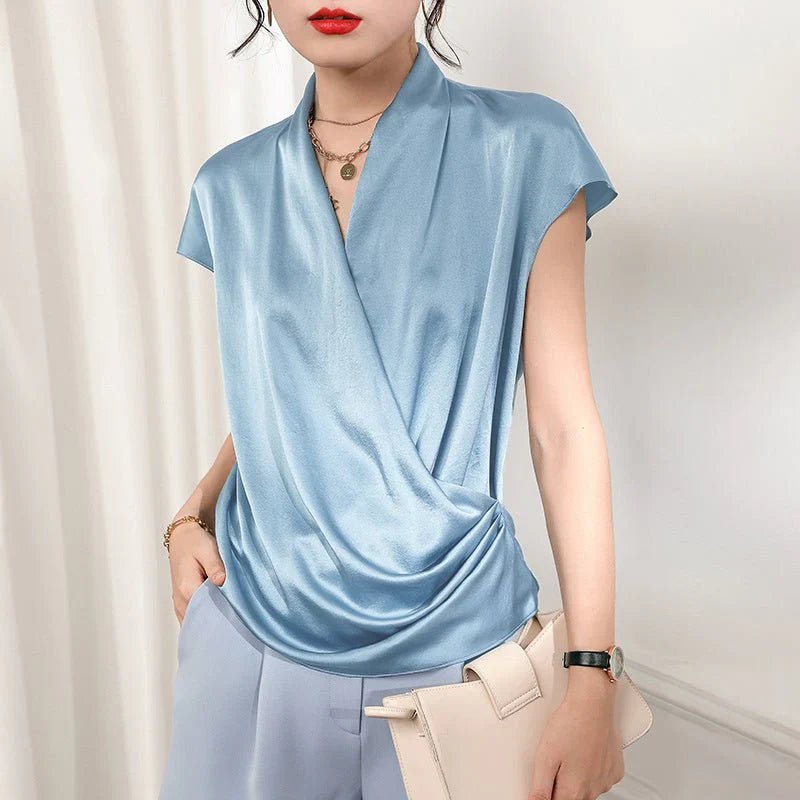 Short Sleeve Silk Blouse