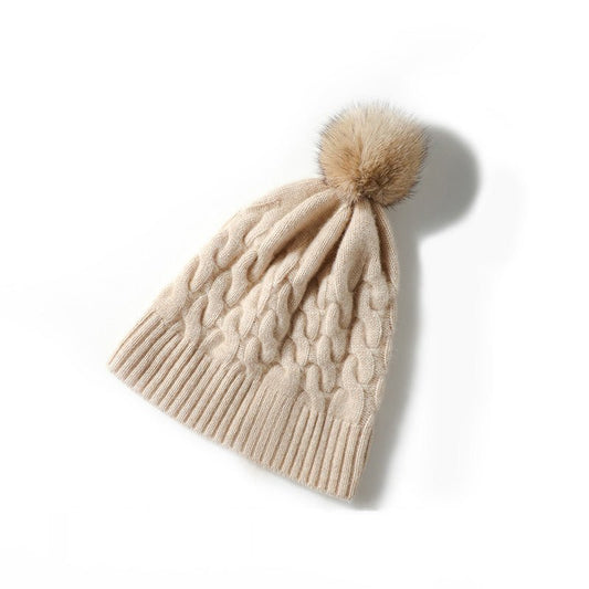 100% Cashmere Hat for Women Luxury Cashmere Cuffed Winter Cap