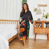 100% Mulberry Flower print Silk Kimono Robe - slipintosoft