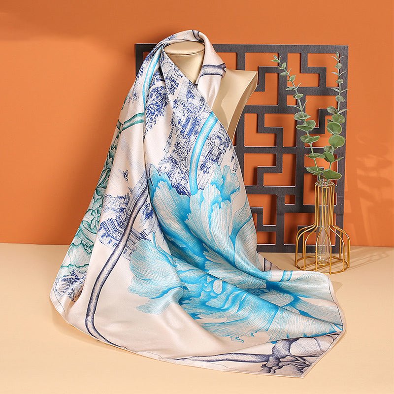 100% Mulberry Silk Scarf-Printed for women - slipintosoft