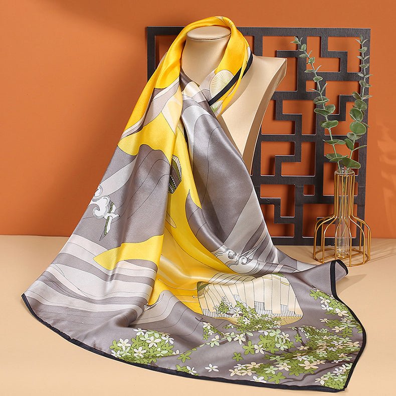 100% Mulberry Silk Scarf-Printed for women - slipintosoft