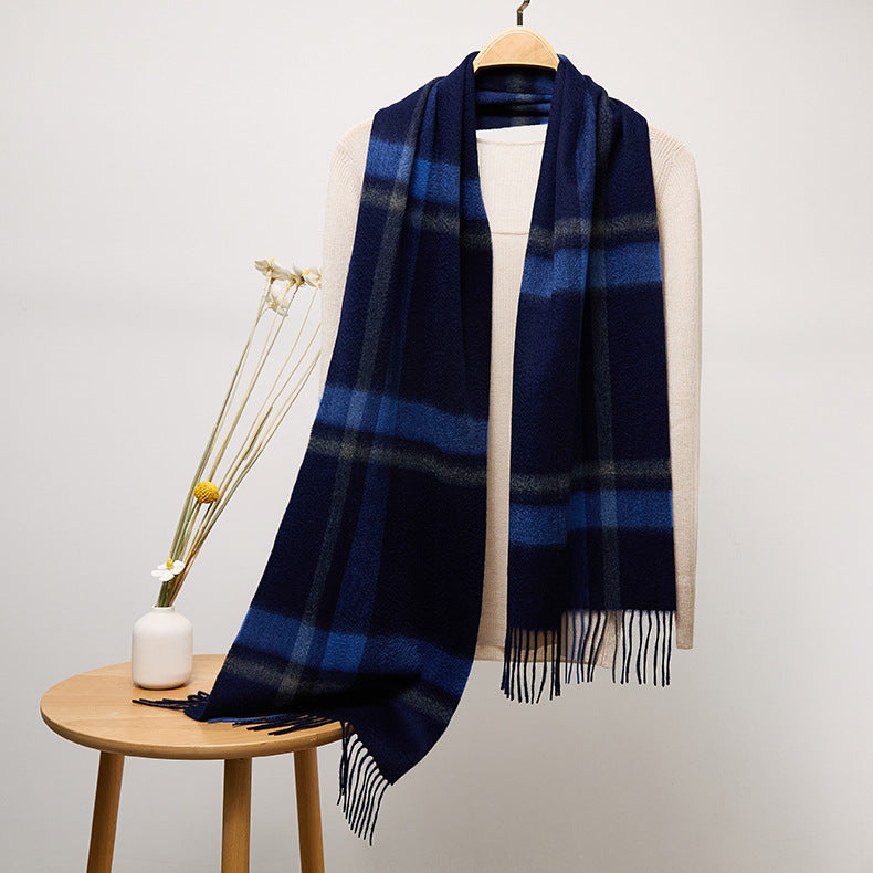 Long Cashmere Scarf with Tassel Plaid Cashmere Warps Multi Styles Winter Gifts