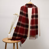 Long Cashmere Scarf with Tassel Plaid Cashmere Warps Multi Styles Winter Gifts