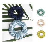 3 PCS Flower Silk Hair Scrunchies For Women Small Medium Large Sizes