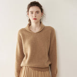 Womens Shawl Collar Cashmere Sweater V Neck Long Sleeve Cashmere Pullover