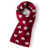 Kids Heart Print Cashmere Scarf Knitted Cashmere Winter Scarf for Children