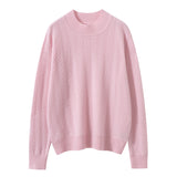 Womens Long Sleeve Pure Cashmere Sweater Crew Neck Cashmere Knit Pullover