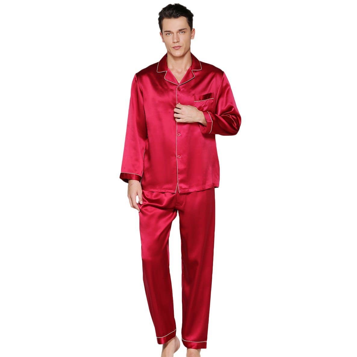 Best Mens Silk Pajamas Quality Long Luxury Real Mulberry Silk Pyjamas Pure Silk Sleepwear -  slipintosoft