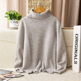 boys and girls cashmere sweater kids turtleneck pullover solid color baby round neck tops - slipintosoft