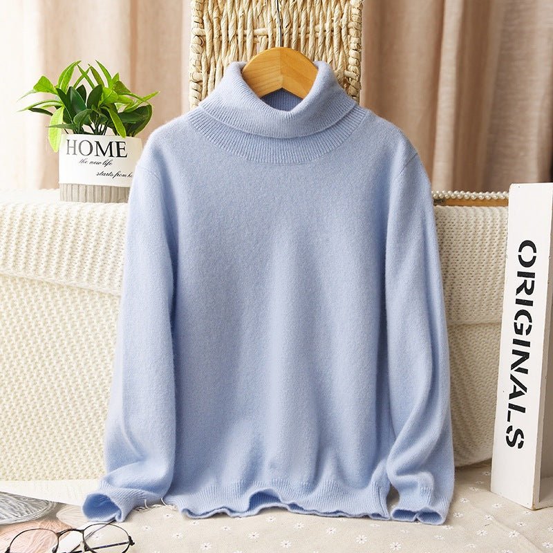 boys and girls cashmere sweater kids turtleneck pullover solid color baby round neck tops - slipintosoft