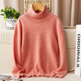 boys and girls cashmere sweater kids turtleneck pullover solid color baby round neck tops - slipintosoft