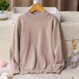 Boys and Girls Crew Neck Cashmere Sweater Kids Cute Solid Cashmere Tops Multi Colors - slipintosoft