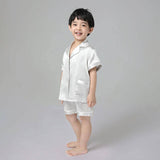 19 Momme Boys Short Silk Pajamas Set Classic Shorts Set Luxury Nightwear for Children -  slipintosoft