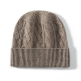 Cashmere Beanie Solid Cable Knitted Cashmere Winter Hat for Women and Men - slipintosoft