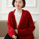 Cashmere Cardigan For Women Winter Loose Button Front Pocket Sleeve Cashmere Cardigan - slipintosoft