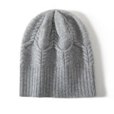 Cashmere Hats Ribbed Edge for Women Solid Cashmere Knitted Beanie Outdoor Warmth Cashmere Accessories