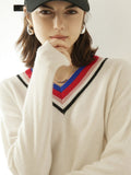 Cashmere Sweater for Women Sweetheart Cashmere Pullover Ribbing Colorful Edge Wool Cashmere Sweater