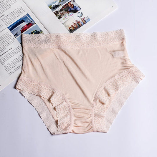 Comfortable Womens Silk Panties Soft Mid-waist Design Silk Underwear